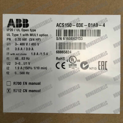 ACS150-03E-01A9-4 ABB Inverter 3P AC380V~480V 0.55KW New Expedited Shipping#HT