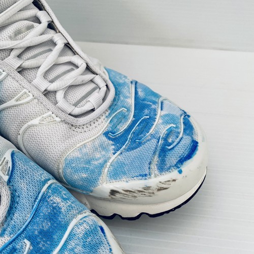 Nike Air Max Plus TN Spray Paint Swoosh Mens US8 - White / Blue - Aus Postage - Picture 6 of 16