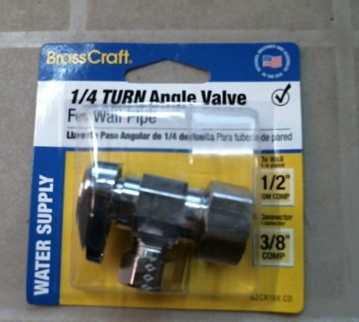BrassCraft 1/4 Turn Angle Valve, COMPRESSION,  for Wall Pipe, (G2CR19X CD) FS