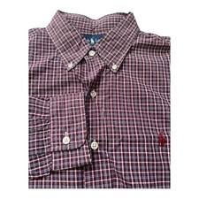 Ralph Lauren Polo LS Shirt Men  s Logo Custom Fit Striped BD Preppy Modern Large