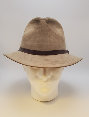 Vintage Kangol Design Genuine Suede Tan Fedora Hat Size Medium