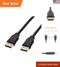 DisplayPort to DisplayPort 1.2 Cable 10 Feet Black Braided