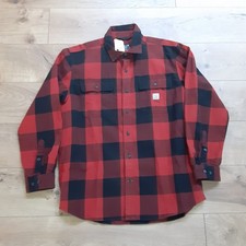 Camisa Carhartt Para Hombres Grande Pesada Franela Cuadros Manga Larga Naranja Quemado Nueva