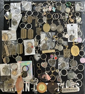 HUGE LOT of 70 SILVER Keychains Inspirational Family Love Words Vintage New
