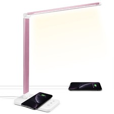 LED Desk Lamp with Wireless Charger, USB Charging Port, Desk Lighting with 10...