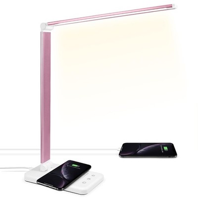 LED Desk Lamp with Wireless Charger, USB Charging Port, Desk Lighting with 10...