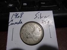 Canada 1968 - 25 Cent Quarter Canadian Coin - 50% Silver 