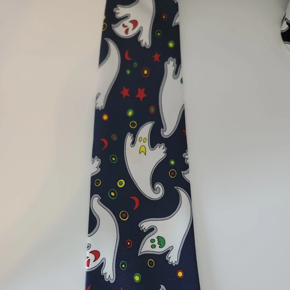 Corbata Fantasma Halloween Necrófagos Voladores Hecha a Mano por FRATELLO 59.5 Larga 4 Ancha Foto 2 de 4