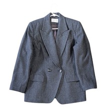 Vintage Miss Pendleton Blazer Women's Size 12 Gray 1 Button Virgin Wool