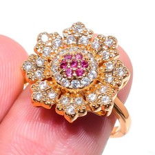 Pink Amethyst 18K Gold Plated Handmade Ring of US Size Adjustable