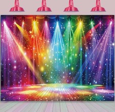 Disco Rainbow Stage Backdrop Colorful Music Photo Background Party Banner Decor