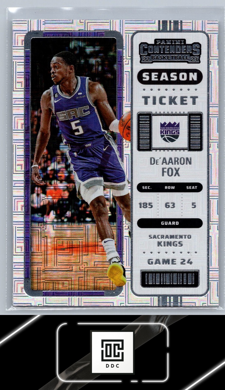 2022-23 Panini Contenders #56 De'Aaron Fox Season Ticket Premium Edition