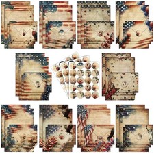 Stationery Paper Set: 50 Letter Sheets  50 Matching Envelopes, Retro Style