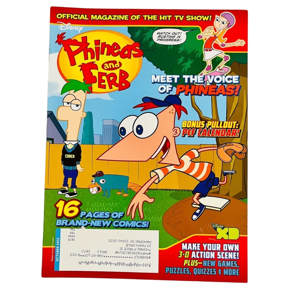 Phineas and Ferb Magazine Lot of 2 Issues 2012 2013 Disney Official TV Show HTF - Image 3 of 4