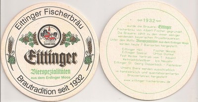 Eittinger Fischerbräu - old beer mat ''brewing tradition since 1932''