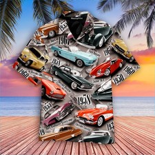 Vintage Cars Chevy Ford Hot rods Cool Design  Aloha Hawaiian Shirt