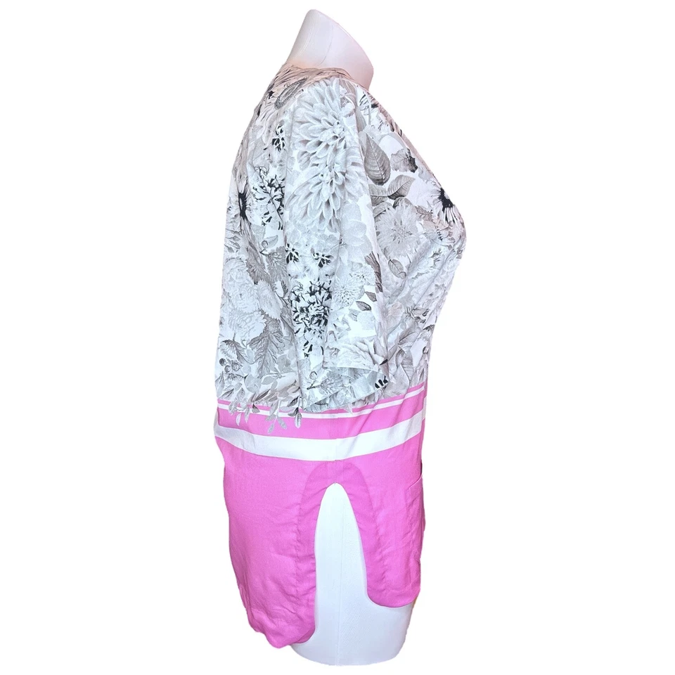 Blusa túnica floral Frankie Morello talla mediana bolsillo declaración informal elegante Foto 4 de 4