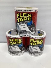 Flex Seal Tape TFSBLKR0405 4" x 5' White Rubberized Waterproof  Lot Of 3 Rolls!!