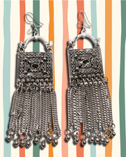 Indian Traditional Silver Oxidized Earring Partywear Dangling Jewellery