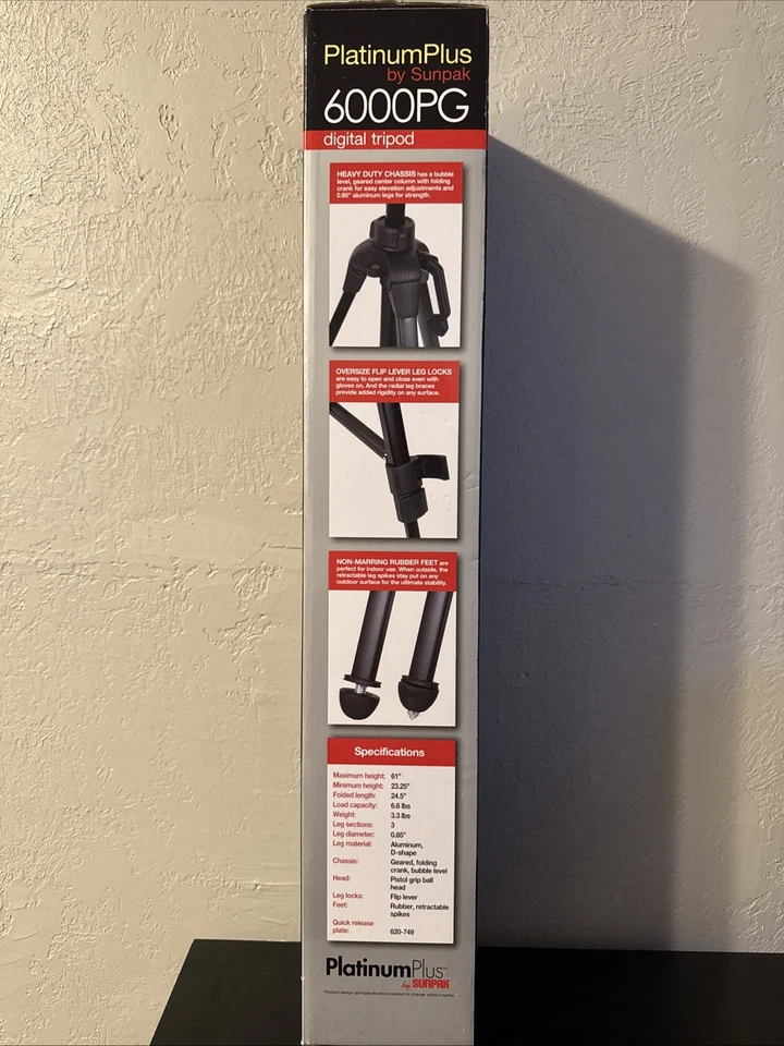 Trípode Sunpak - PlatinumPlus Ultra 6000PG 61" - negro Foto 2 de 4