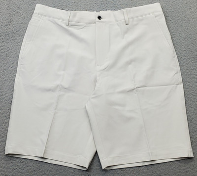 Dunning Player Fit Golf Shorts Mens 35 Tan Woven Performance Stretch Waistband
