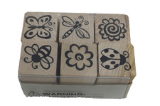 New STAMP CRAFT Rubber Stamps XS MINI Set 6 Garden Bugs Bee Butterfly & Ladybug