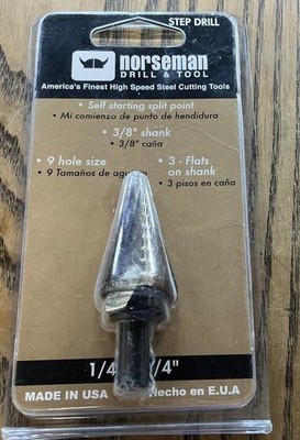 Norseman 45431 Step Drill 1/4'' - 3/4'' 9 ~ 3/8'' Shank ~  Split Point B78-AG