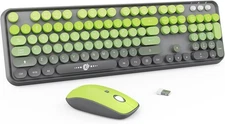Wireless Keyboard and Mouse Combo 2.4G Full-Size Retro Typewriter 104 Keys