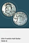 1948-D Franklin Half Dollar, 90% Silver, VF