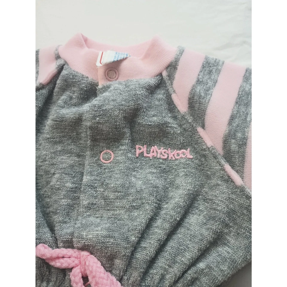 Traje de salto de tela de rizo vintage Playskool infantil 12 meses (grande) gris rosa Foto 2 de 4