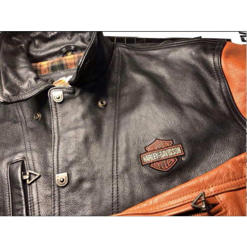 [Rare] Harley-Davidson cowhide Motorcycle Jacket Size:M Black/Orange LTD From JP image 8
