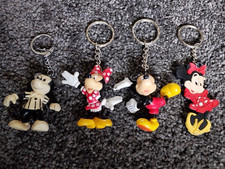 DISNEY & BULLYLAND 4 X MICKEY & MINNIE MOUSE KEYRINGS