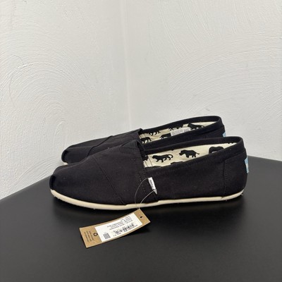 New TOMS Womens Alpargata Canvas Slip On Flats Casual Shoes Black Size 9.5 NWT