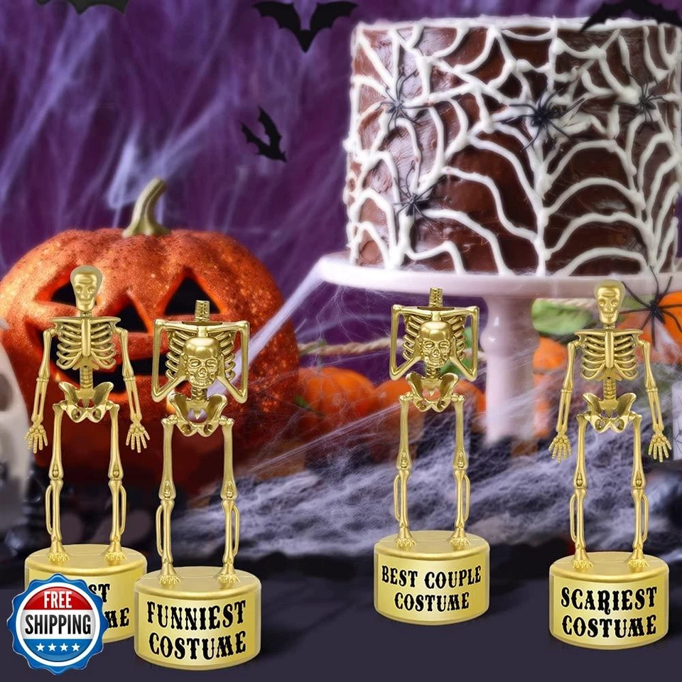 Suministros de fiesta de Halloween CEREZA ORIENTAL - Trofeo esqueleto de mejor disfraz dorado Foto 4 de 4