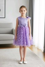 Lavender Tulle Overlay Easter Pagent Church Party Butterfly Dress Size 6-7