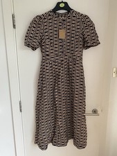 Boden Ivy Placket Linen Midi Dress French Navy, Rope Trellis Size 12 Petite Bnwt