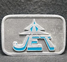 XF15175 AWESOME VINTAGE 1970s JET AIRCRAFT ARTWORK MENS PEWTER BELT BUCKLE