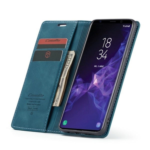 CaseMe SchutzhüLle FüR Samsung Galaxy S9 Plus, Leder-Wallet-HüLle, Blau-image
