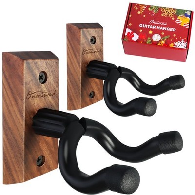 Guitar Wall Mount 2 Pack, Black Walnut Wood Guitar Hanger, UShaped Guitar Wal...