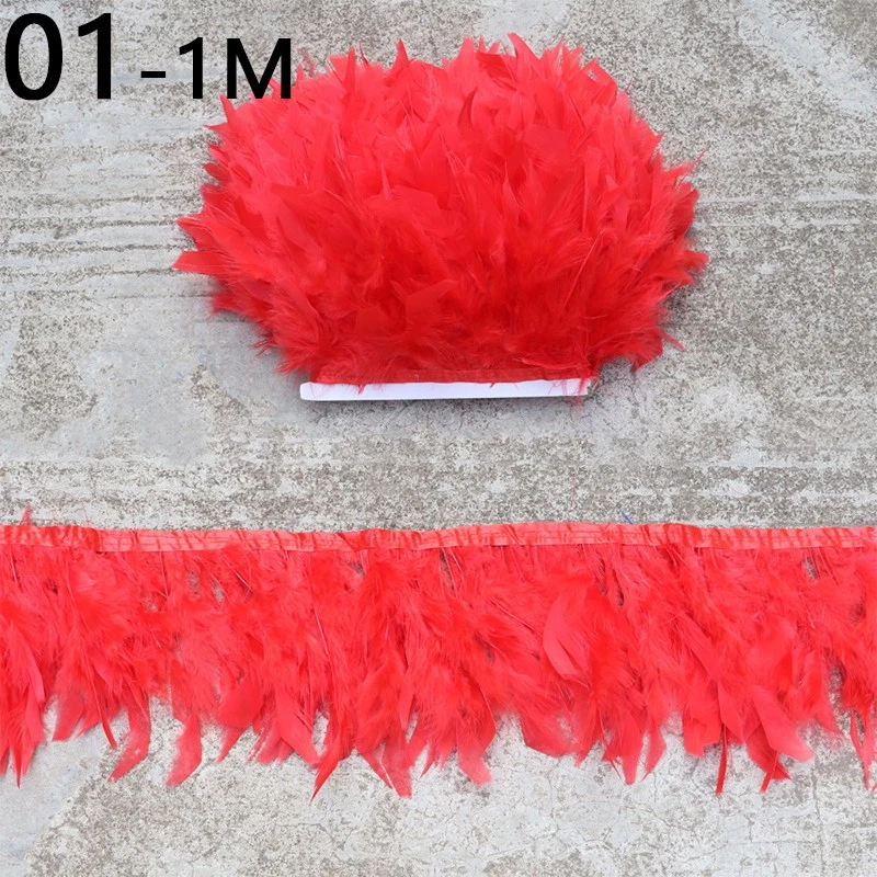 Cinta de recorte esponjosa con flecos de plumas de avestruz de 1 metro hágalo usted mismo decoración artesanal Foto 2 de 4