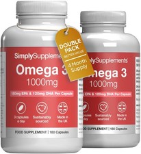Pure Omega 3 1000mg Capsules | Supports Heart, Brain & Eye Health | Rich in Omeg