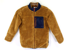 Tommy Bahama Boys XL 14 Faux Fur Fleece Jacket Brown Navy Full Zip Youth