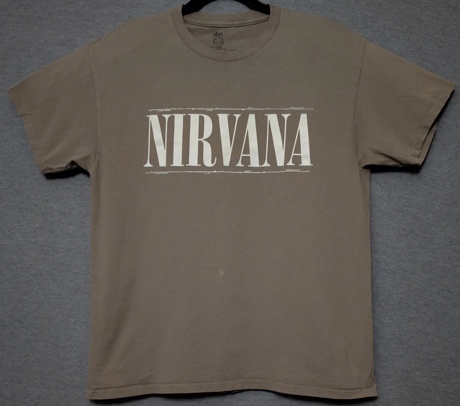 Nirvana Smiley Face Large Brown Shirt 21" W X 27" L