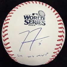 Freddie Freeman 24 WS MVP Signed 2024 World Series Logo Baseball MLB Holo
