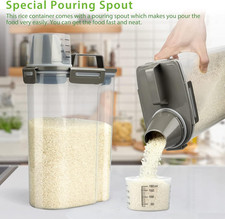 Rice Airtight Storage Container, 3 to 5Lbs Cereal Dry Food Flour Bin, Pet Dog...