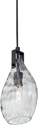 Matte Black Mini Pendant Light 9" Modern Clear Water Glass Shade for Dining Room - Picture 3 of 5