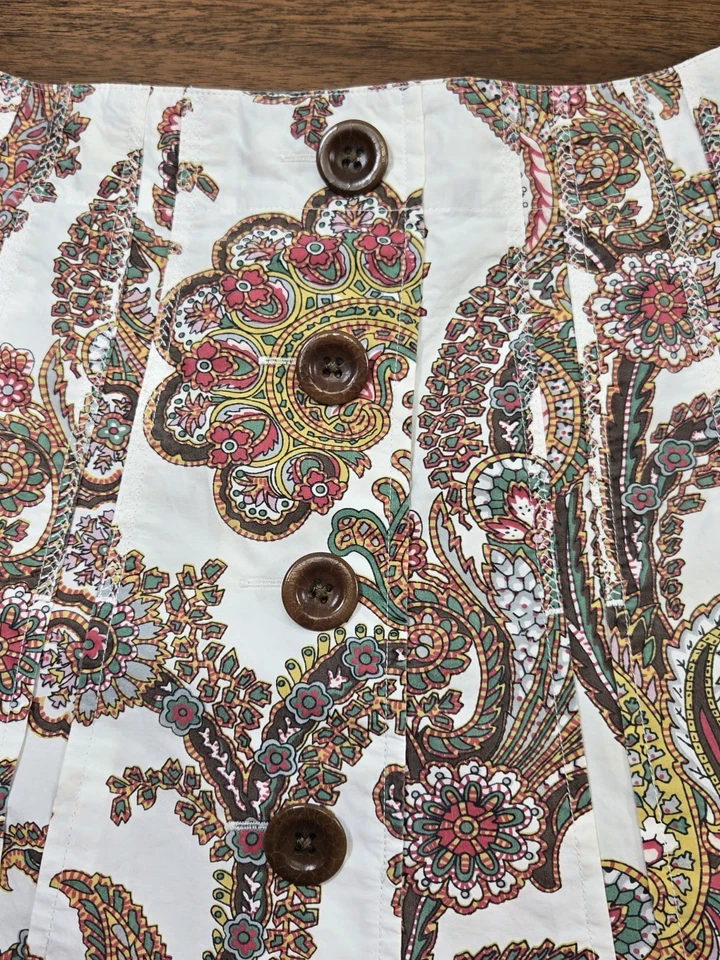 Falda CAbi Boho Para Mujer Talla 8 Cremallera Trasera Floral Paisley Paneles Algodón 35" Cintura Foto 4 de 4