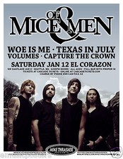 OF MICE & MEN/WOE IS ME/TEXAS IN JULY/VOLUMES 2013 SEATTLE CONCERT TOUR POSTER 