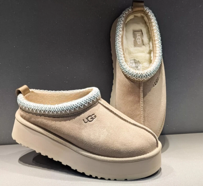 2024 New Women's Shoes comfort UGG Brand Braid Tazz Platform Slippers Sand