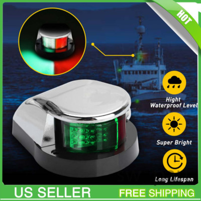 LED Marine Boat Yacht Bow Ship Deck Navigation Light Nav Lamp 12V 3W Green Red